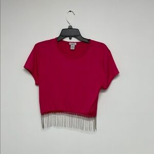 Rue21 Silver Pink Embellished Crop T-Shirt